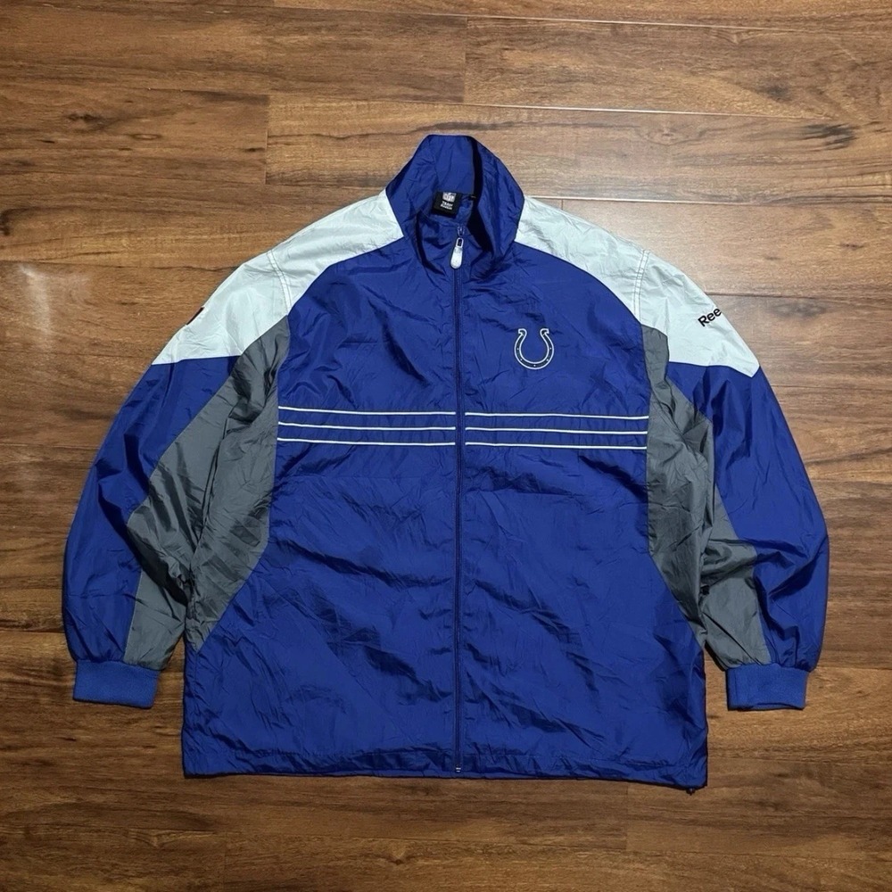 Vintage Indianapolis Colts Jacket Mens XL Blue Reebok Track Windbreaker‎ Pockets